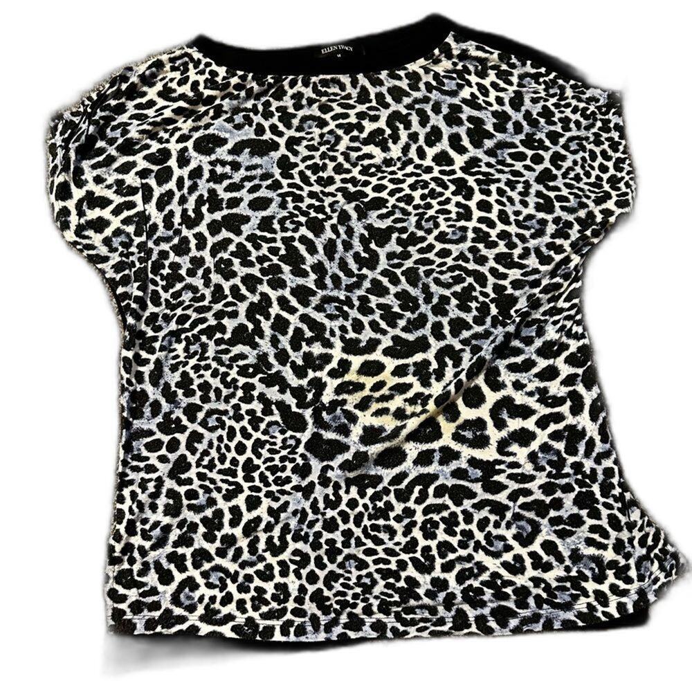 Ellen Tracy Black and White Animal Print Top Size M (R1)